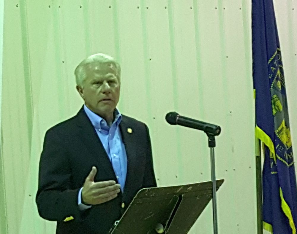 RRN/ Sen. Matt Williams speaks at a dedication ceremony Monday March 14, 2016 at the Callaway Community Center for a 600kw solar system installed on the Pandorf Land & Cattle Co. ranch.