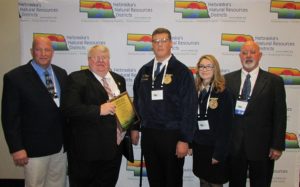 Educator of the Year award includes: David Bottrell – Palmyra Public Schools Ken Malone – Award Winner Abby Lewis – FFA member and supporter of Ken Malone Kord Haight – FFA member and supporter of Ken Malone Jim Bendfeldt - Nebraska Association of Resources Districts President