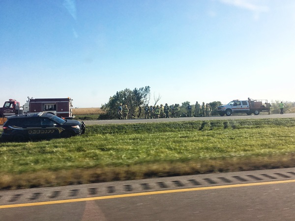 RRN/Firefighters respond to semi crash east of the Waco exit -- Jesse Harding