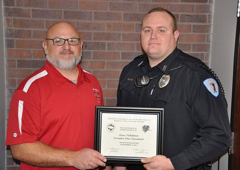 Lexington police officer recognized for life saving actions