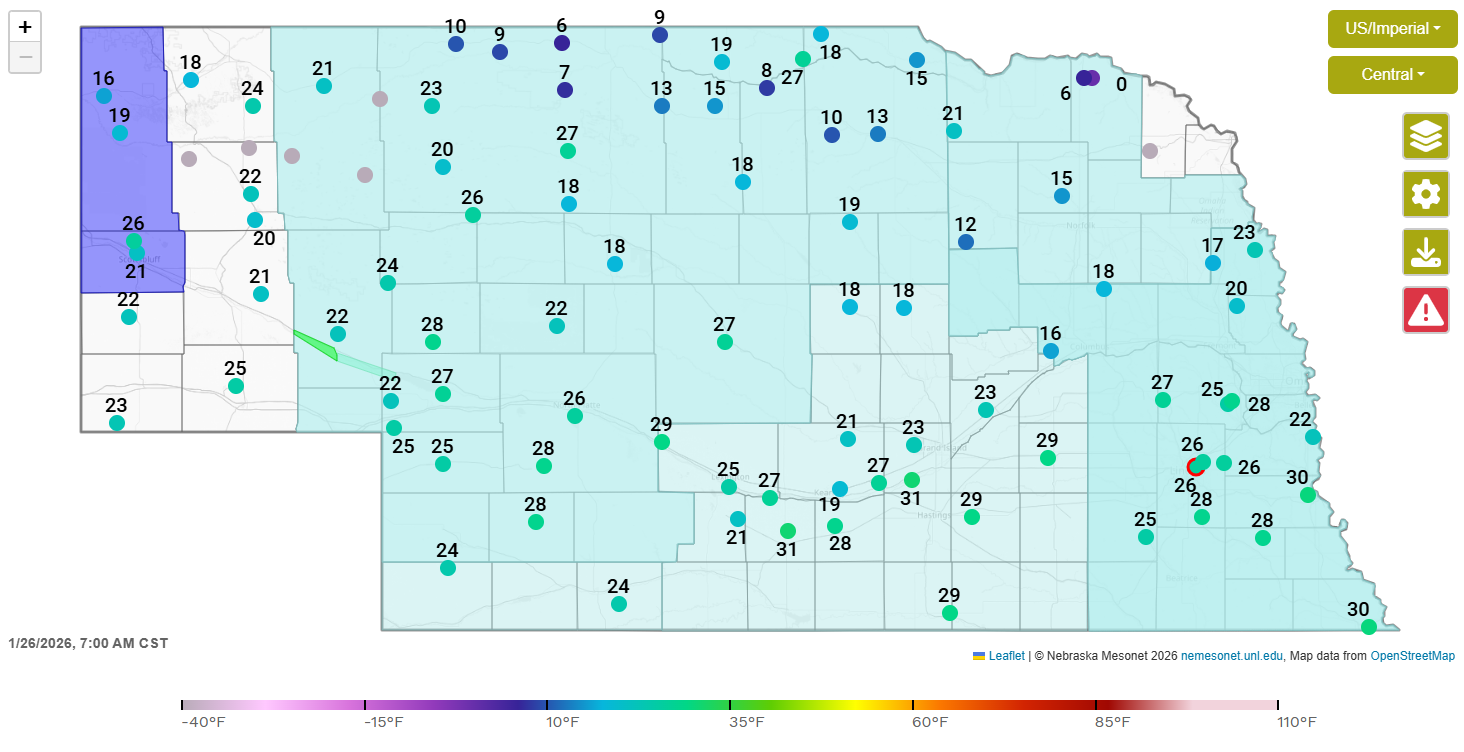 Cold snaps lock in frozen soils across Nebraska