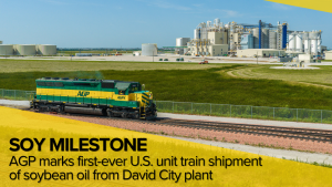 AGP celebrates milestone as David City plant first in the country to ship a unit train of soybean oil