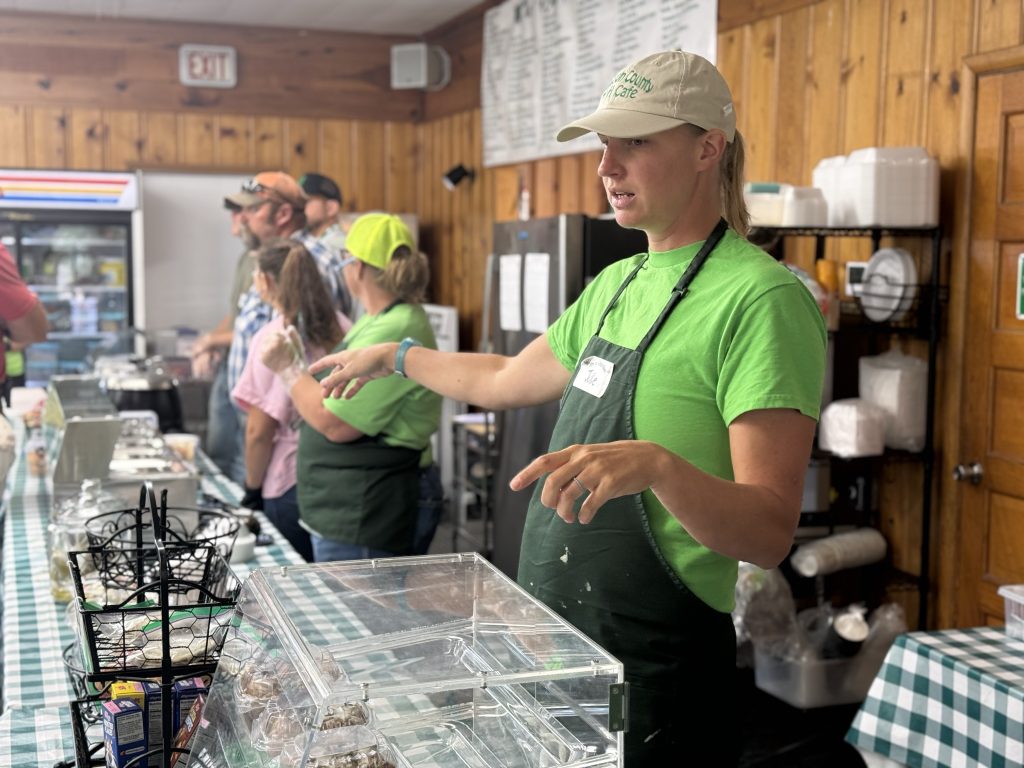 Julie Loudon, Overtone FFA advisor, takes a turn as a daily manager at the Dawson County 4-H Cafe