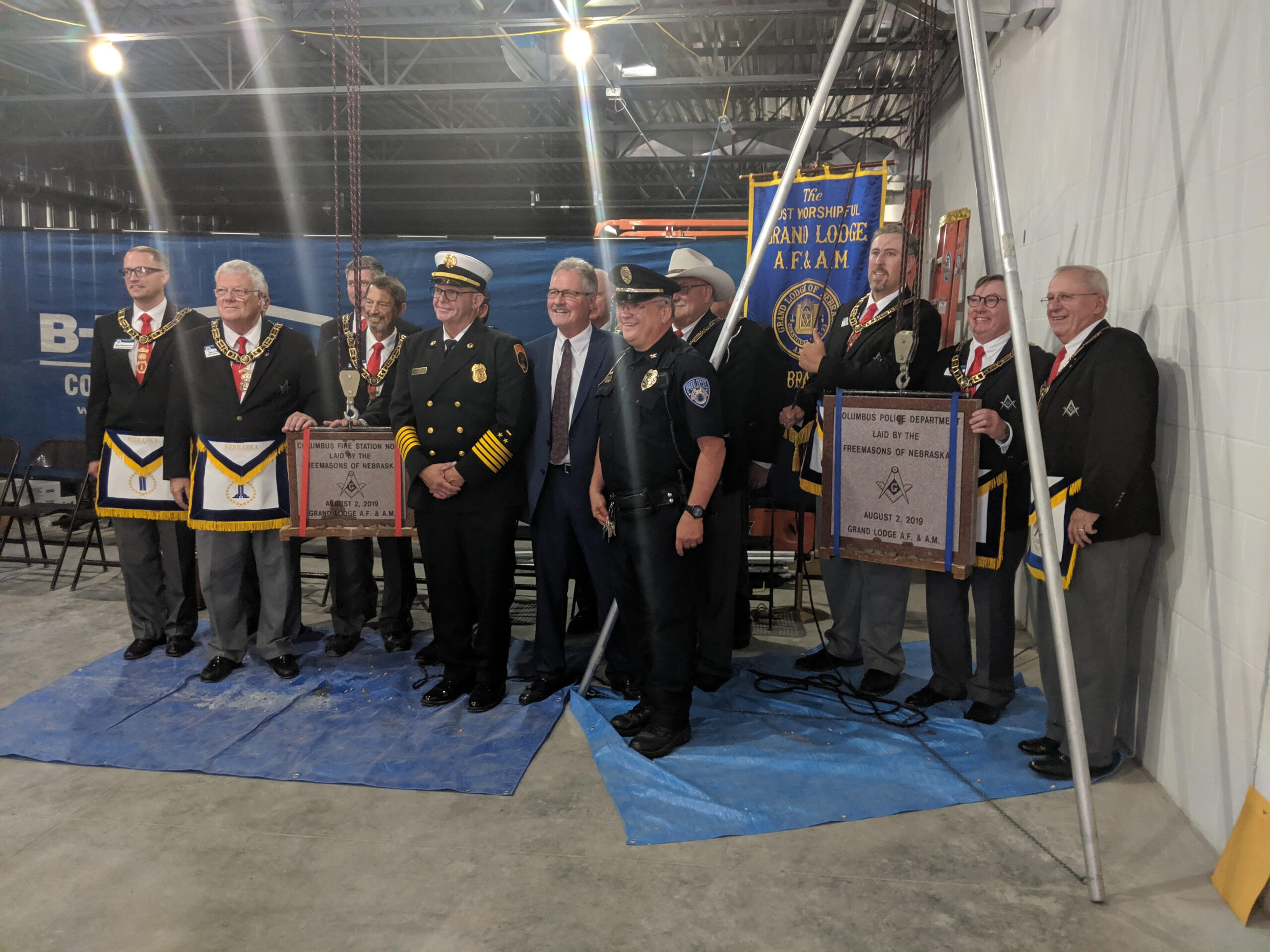Cornerstone ceremony Columbus Community Building The Bull