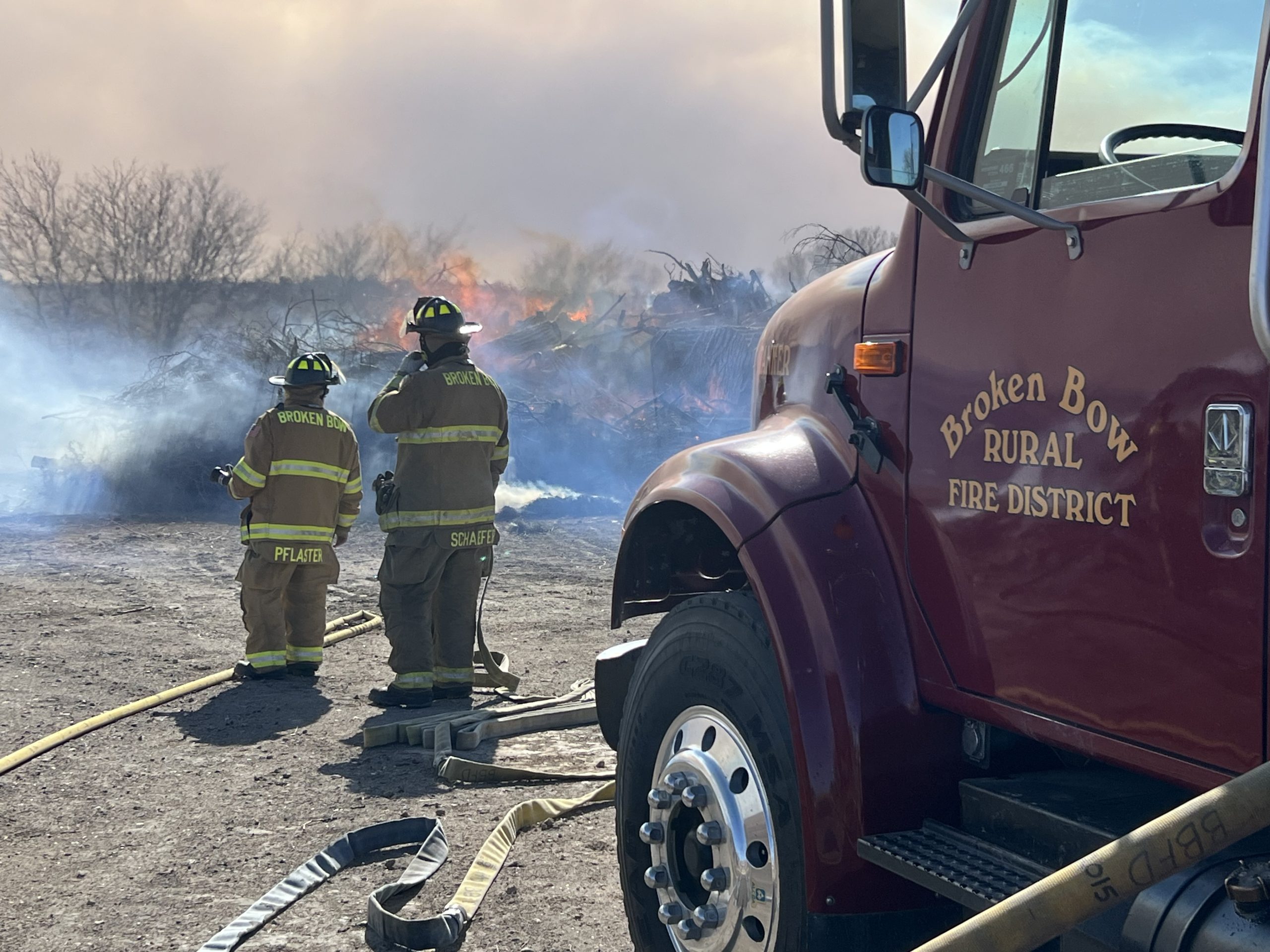 Crews battle fire at Broken Bow tree dump Monday afternoon KBEAR 92.3