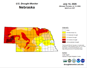 Nebraska Drought Coverage Expands, Most Intense Conditions Decline