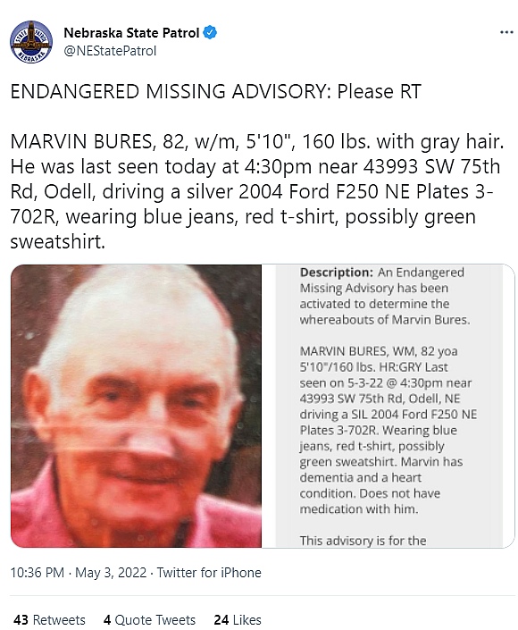 KRVN 880 – KRVN 93.1 – KAMI - Endangered Missing Advisory for Odell man ...