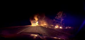 Semi-trailer of gummy bears catches fire in Lincoln County
