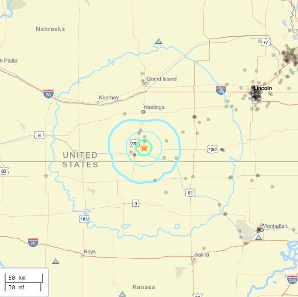 4.1 quake hits south of Hastings near Nebraska-Kansas border