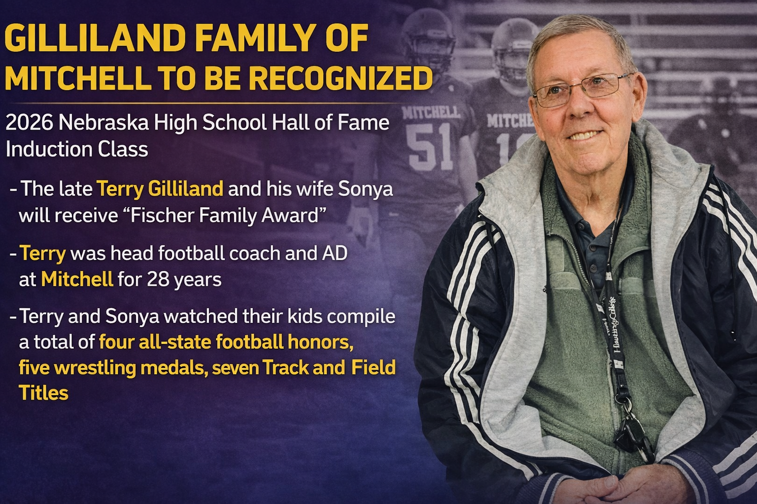 Terry and Sonya Gilliland of Mitchell to be Honored by Nebraska High School Sports Hall of Fame Foundation
