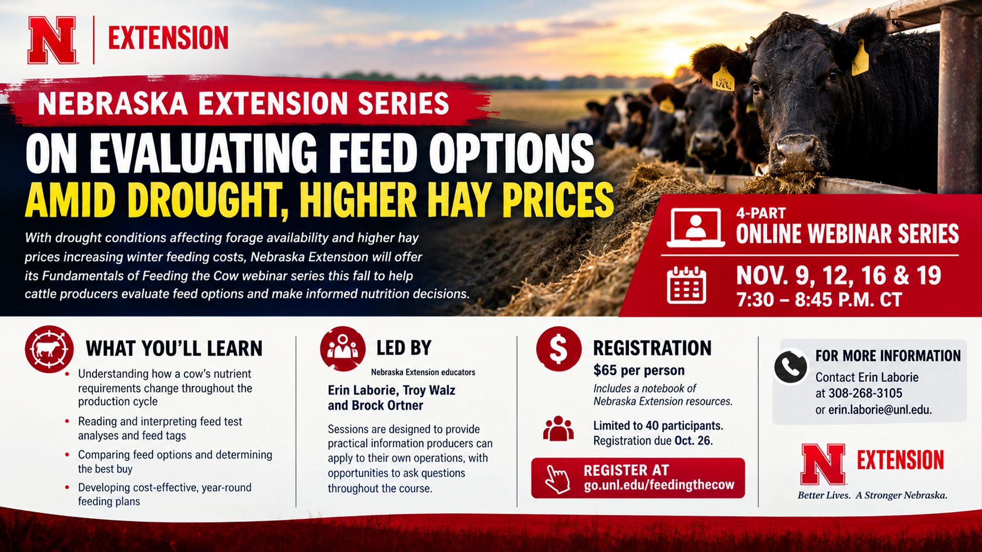 Nebraska Extension series to help cattle producers evaluate feed options, higher hay prices