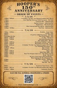 Hooper holding 150th Celebration 4th of July Weekend