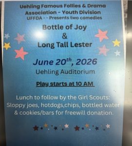 UFFDA Uehling Performance still on for Saturday
