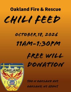 Oakland VFD Chili Feed this Weekend