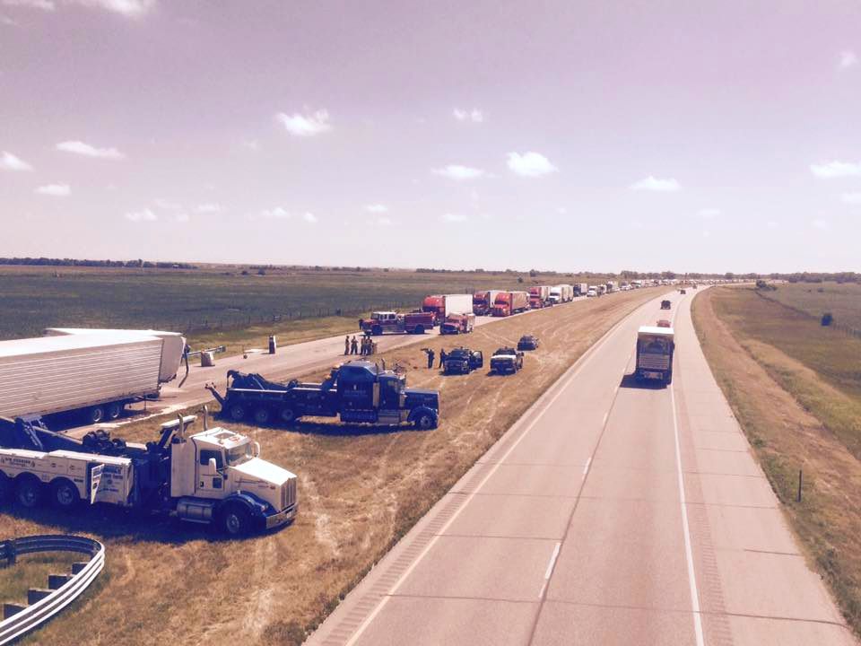 RRN/Scene of accident about two miles east of Elm Creek on Interstate