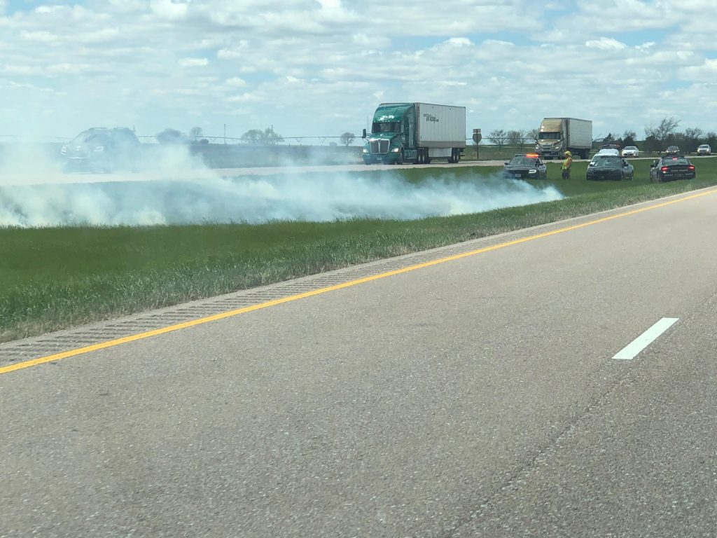 Area Departments Tend to Grass Fire Near Bradshaw Exit